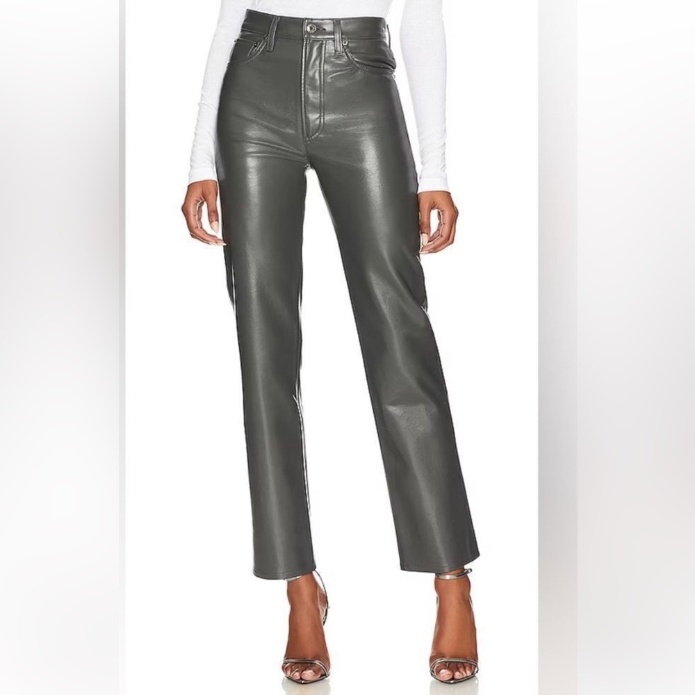 AGOLDE 90s Pinch Waist recycled leather gray pants 24